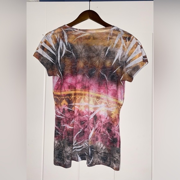 Maurices Women V-Neck Short Sleeves Paisley Tee Shirt‎ Size Large Casual - Picture 6 of 6